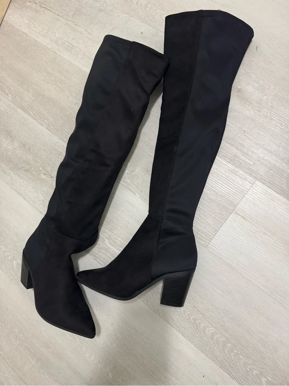 Women's Black‎ Over-the-Knee Block Heel Boots